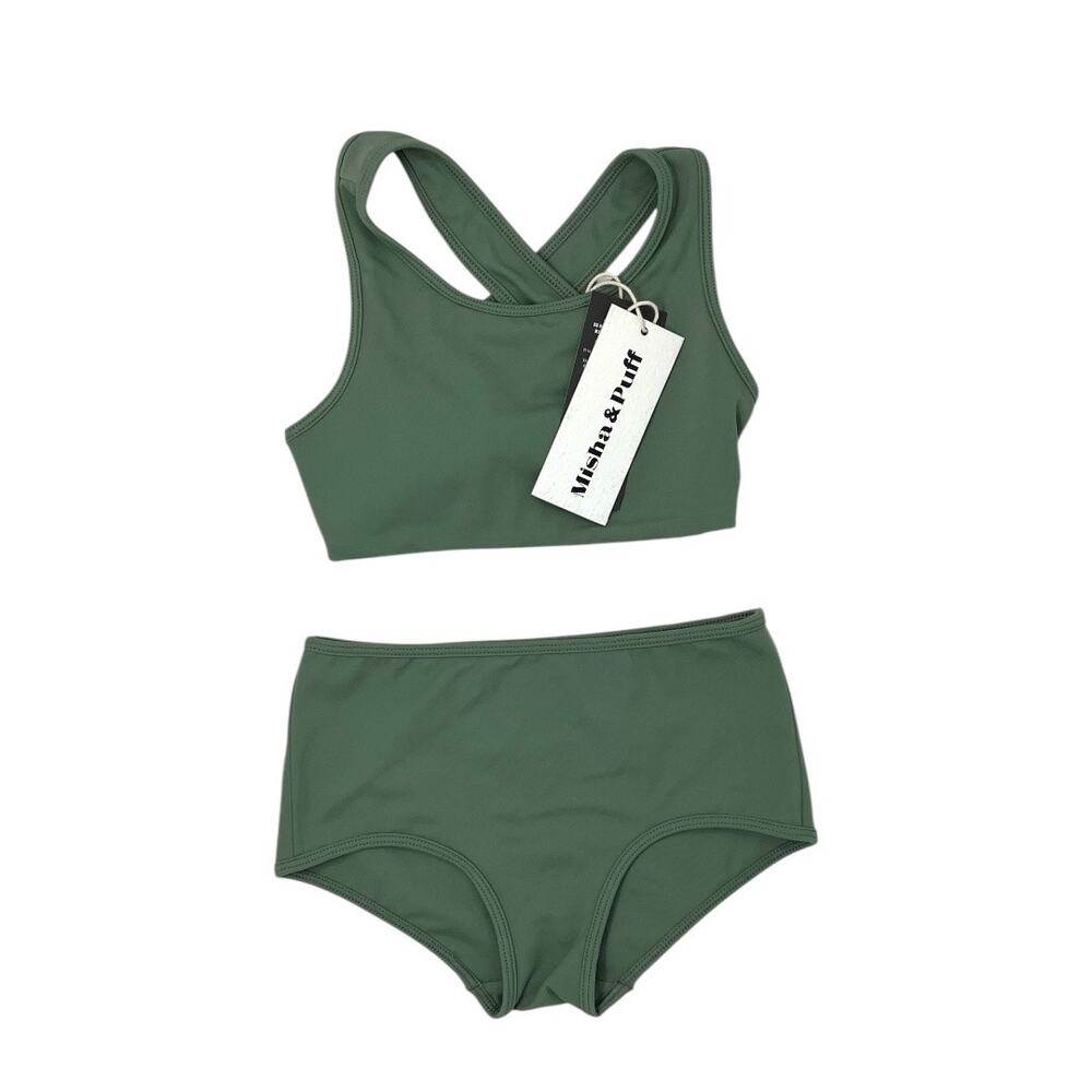 Misha and Puff NWT Green Swim Tie Top with Brief. Size 2.